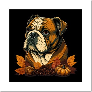 Thanksgiving Bulldog Posters and Art